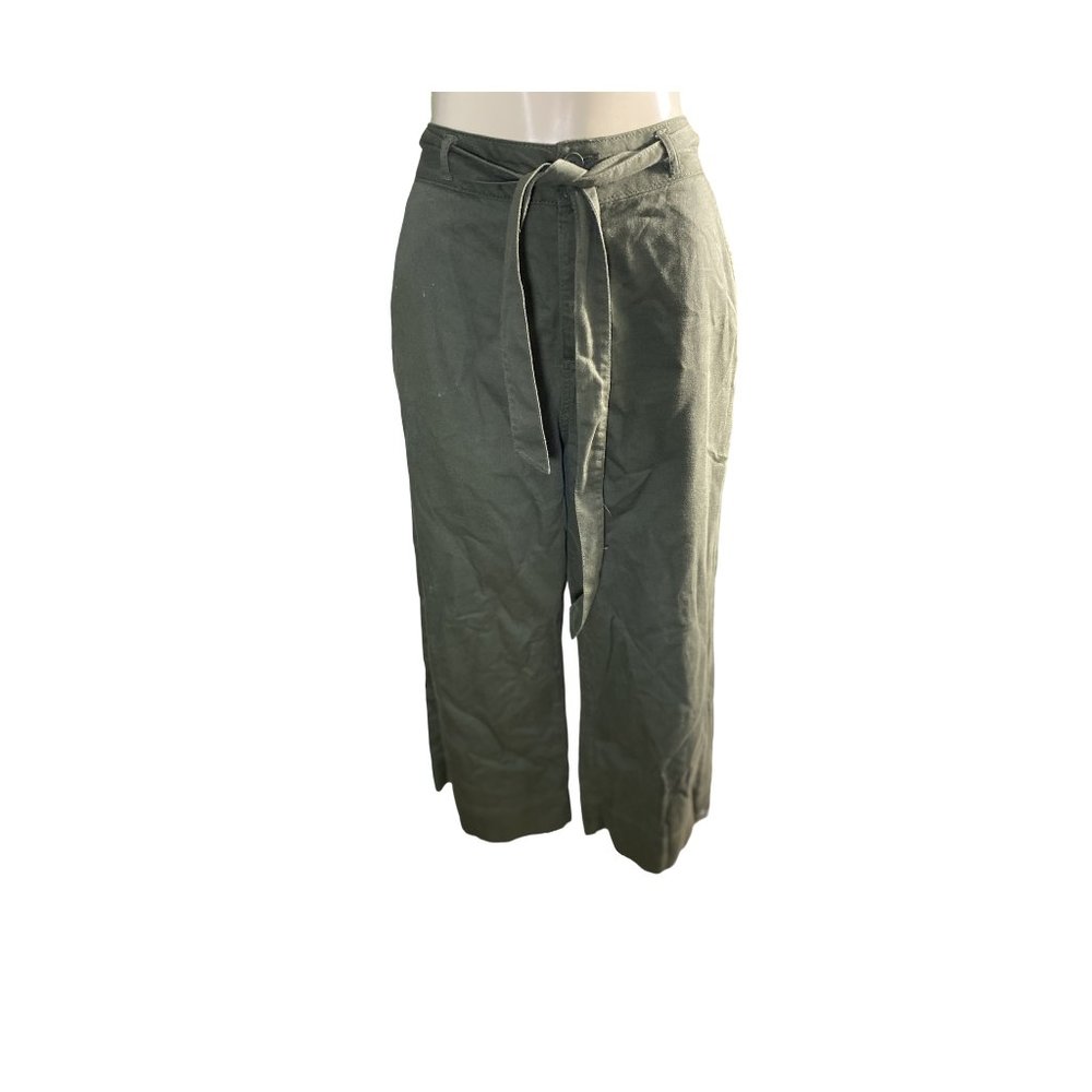 Olive Green-Wide Leg Trouser Pants by Vanilla Sky